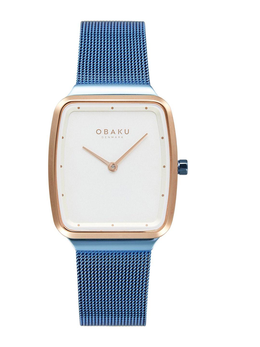 obaku tern lille brass dial & stainless steel textured straps analogue watch v267lxiima