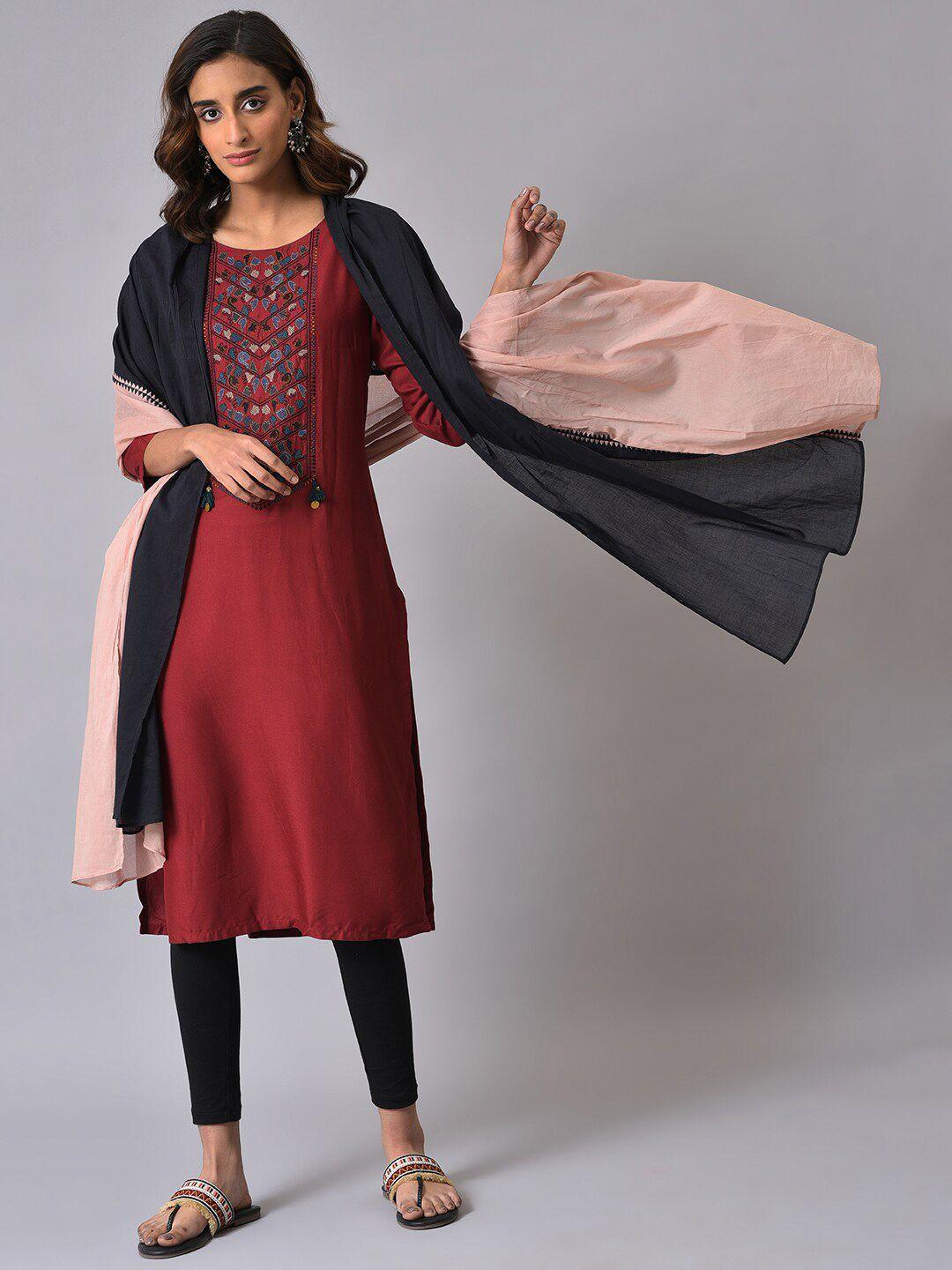 w pink & black ombre dupatta