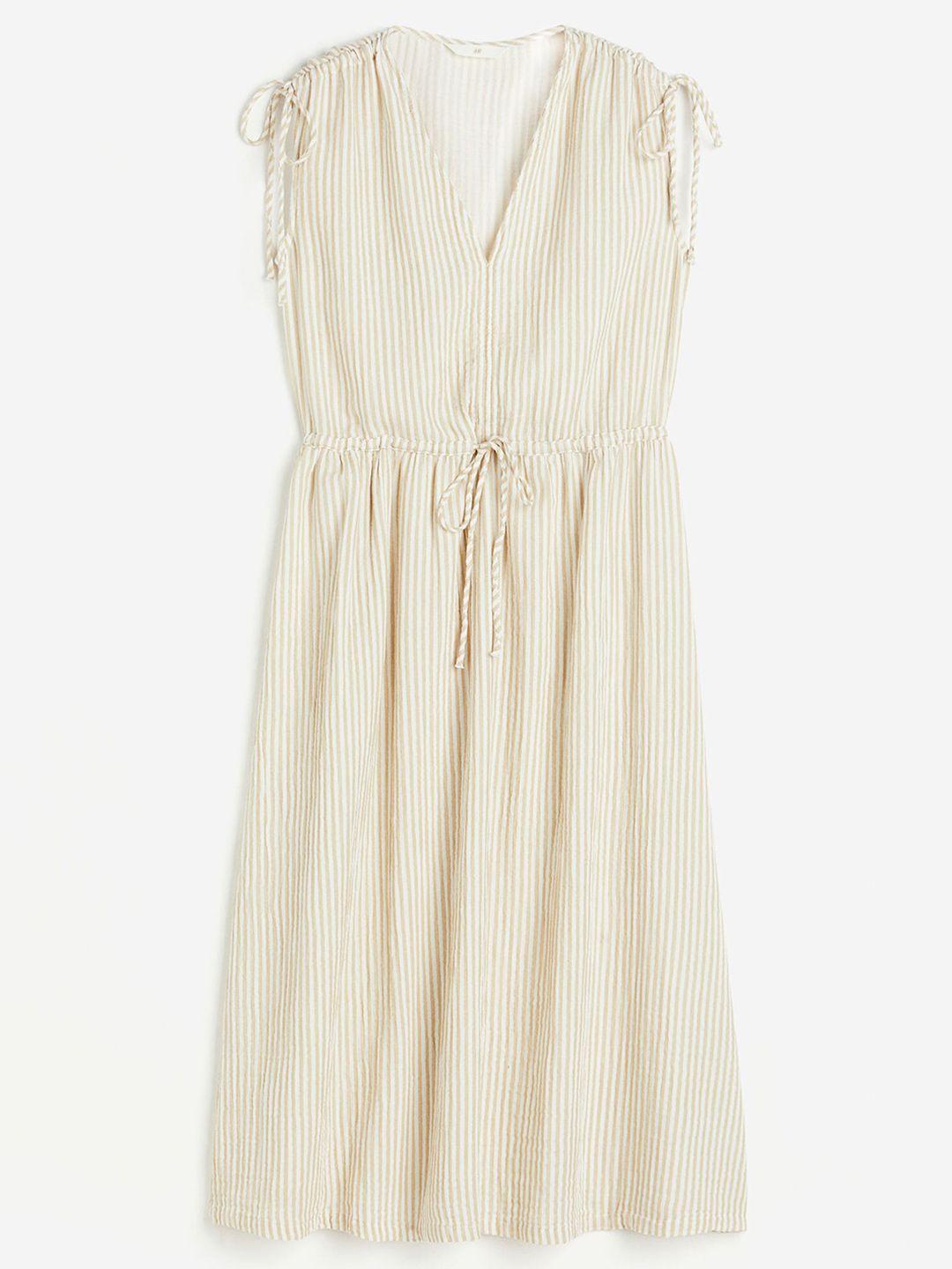 h&m pure cotton drawstring-detail dress