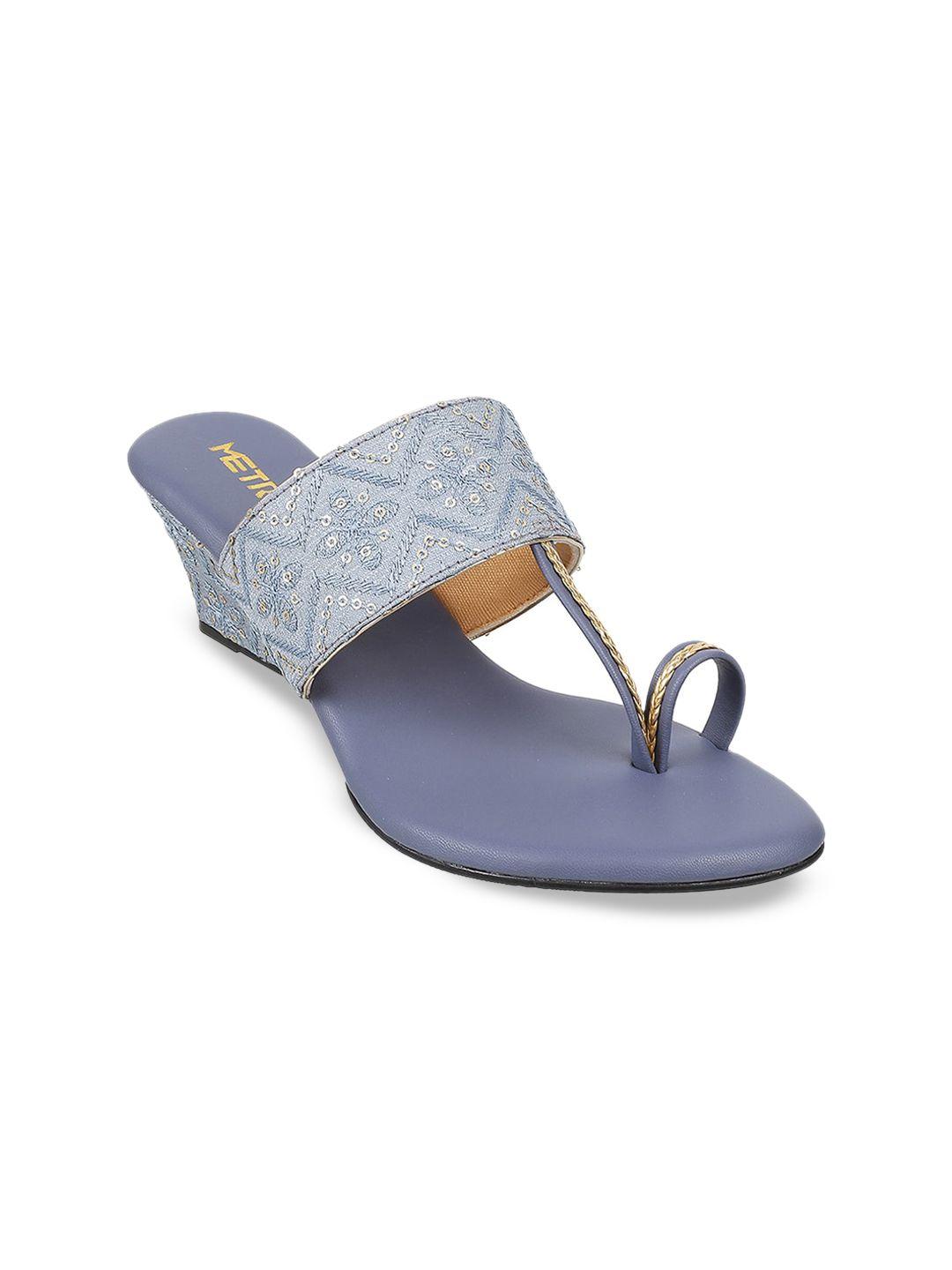 metro blue wedge sandals