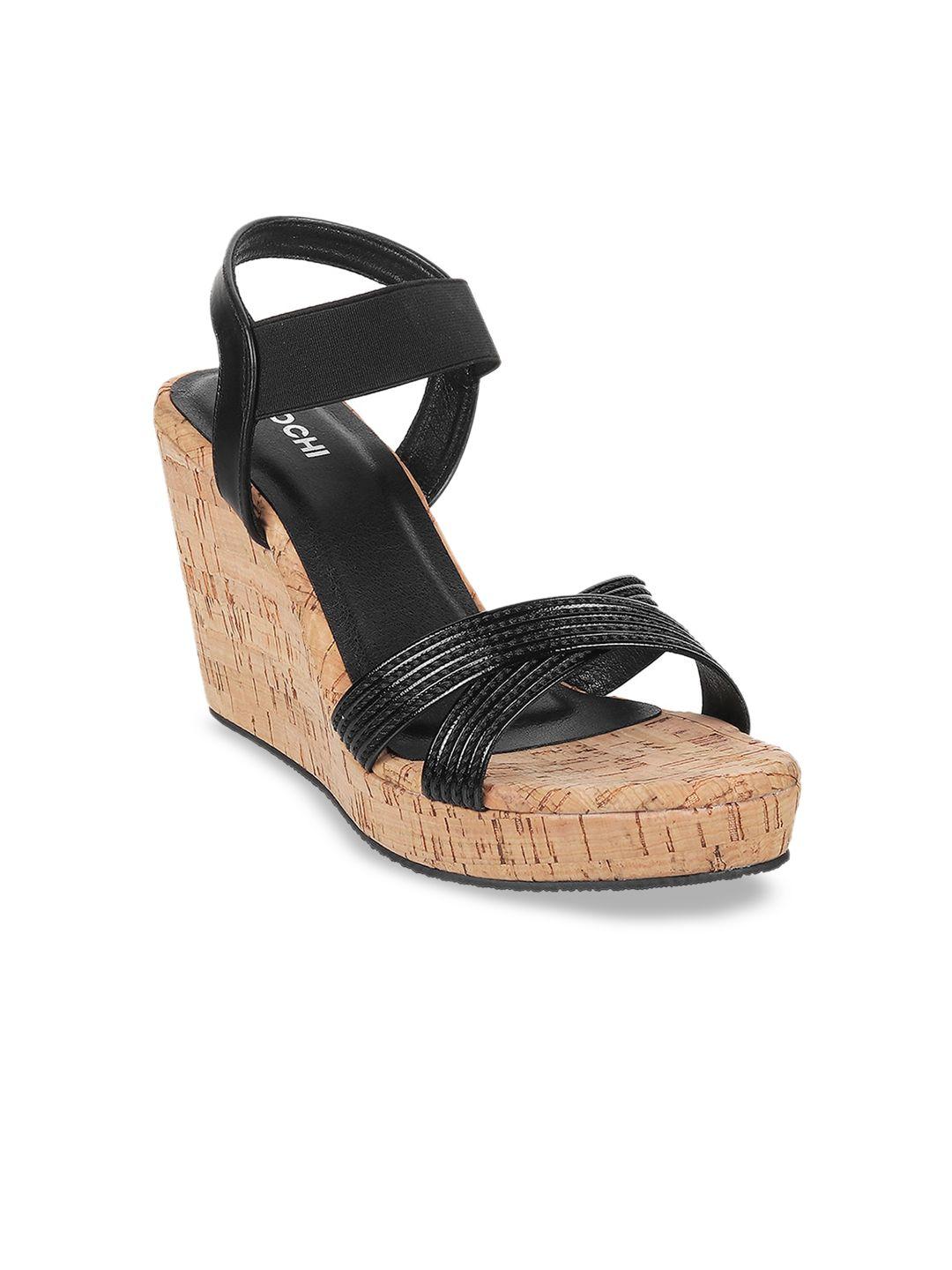 mochi black wedge sandals