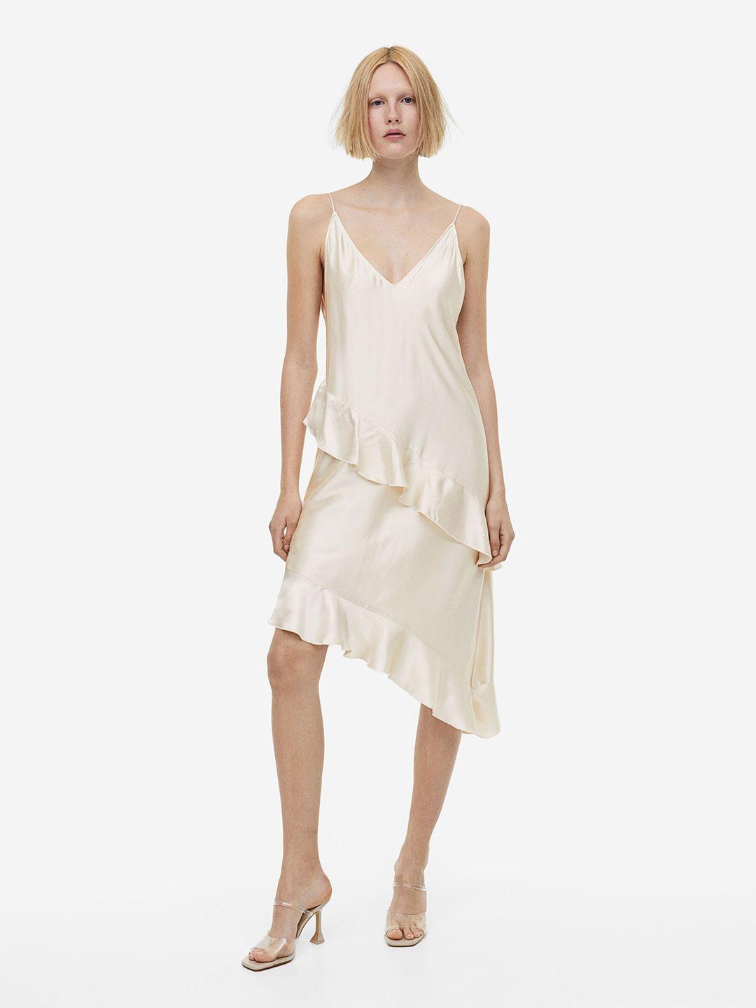 h&m flounced satin slip dress