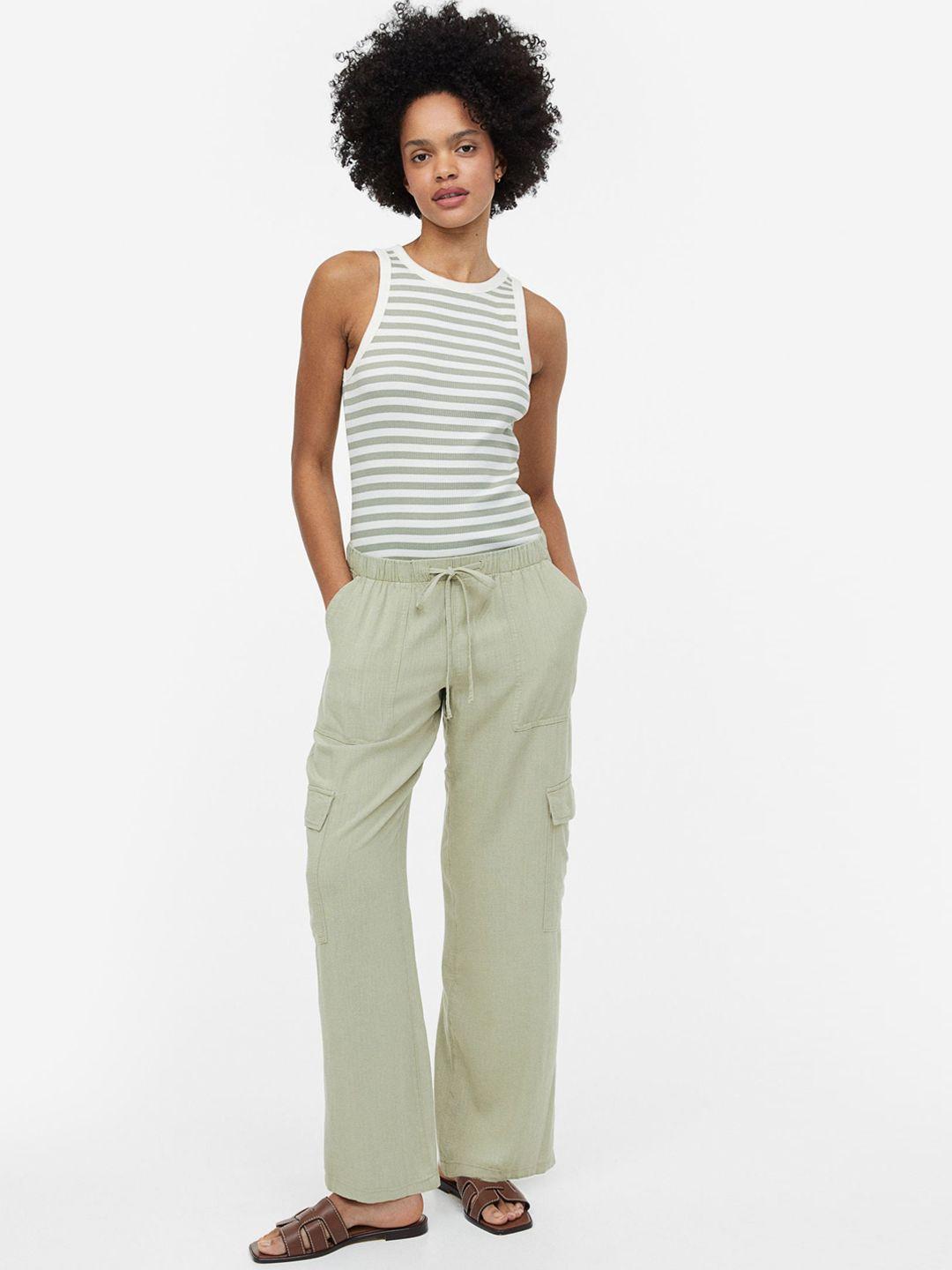 h&m linen-blend cargo trousers