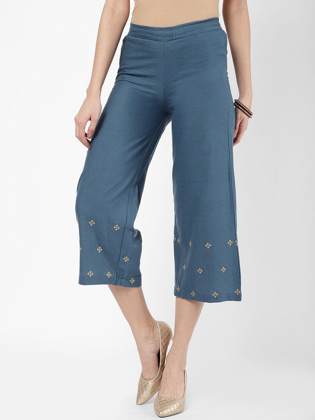 r&b women ethnic  embroidered culottes trousers