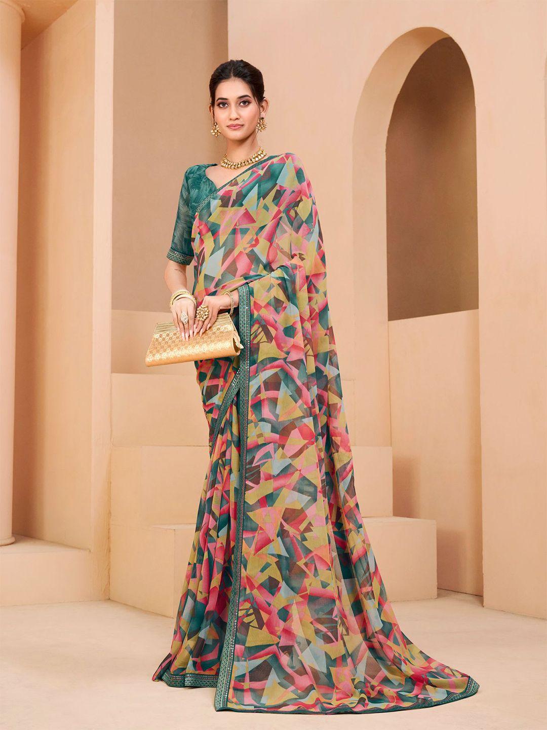 dori geometric printed embellished saree