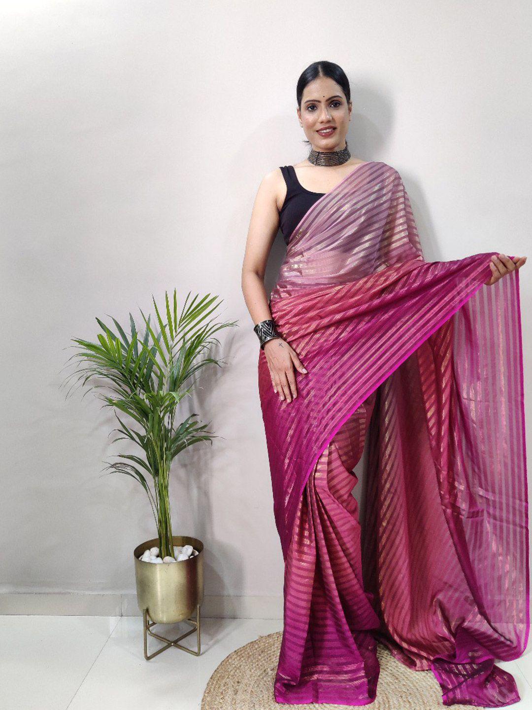 veerax magenta striped pure georgette saree