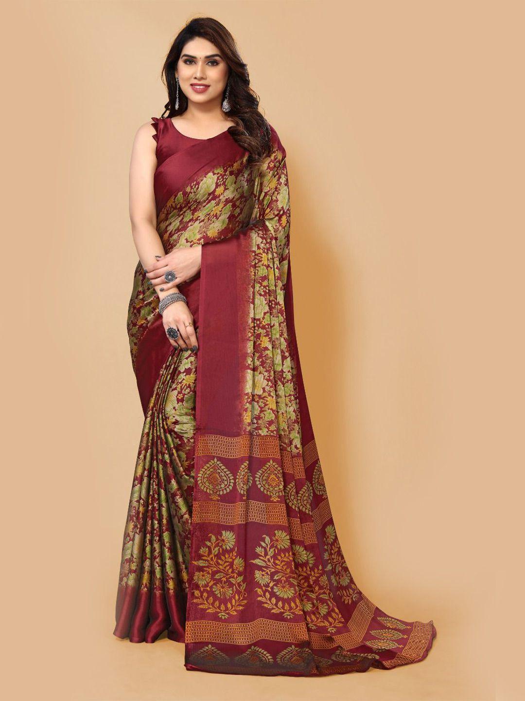 fabmora floral printed saree