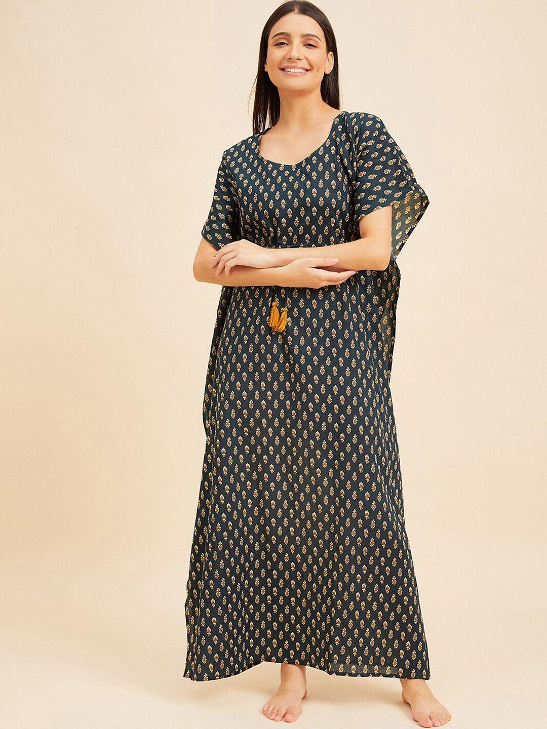 sweet dreams green printed maxi nightdress