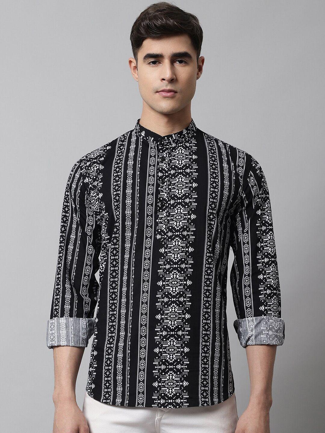 majestic man men black geometric printed thread work kurta