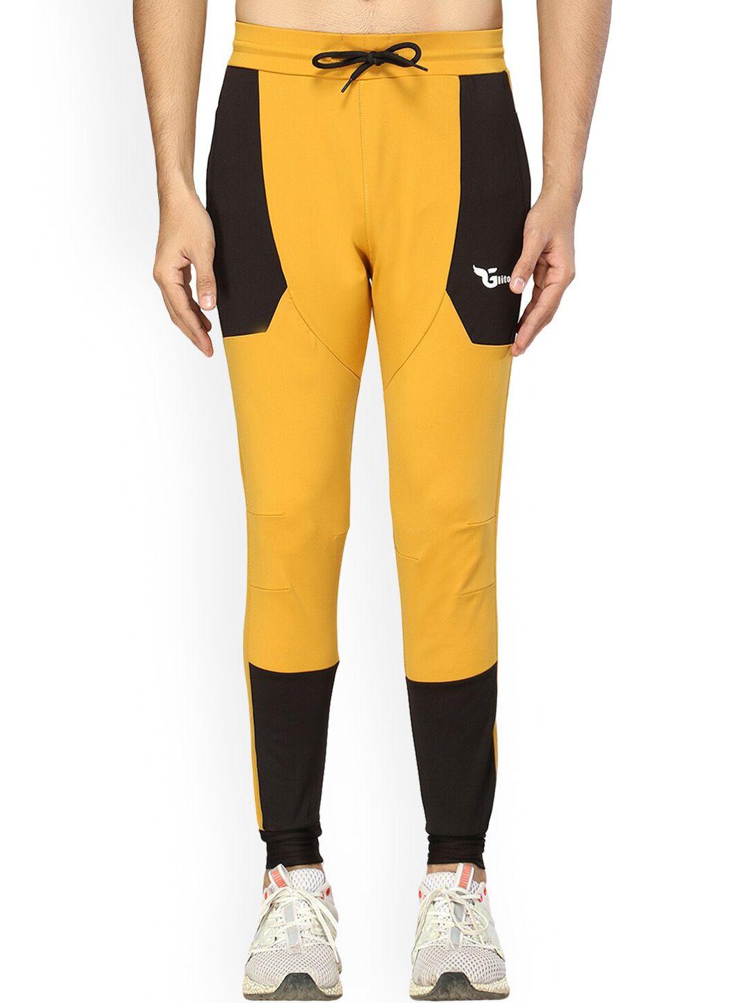 glito men colour-blocked mid-rise joggers