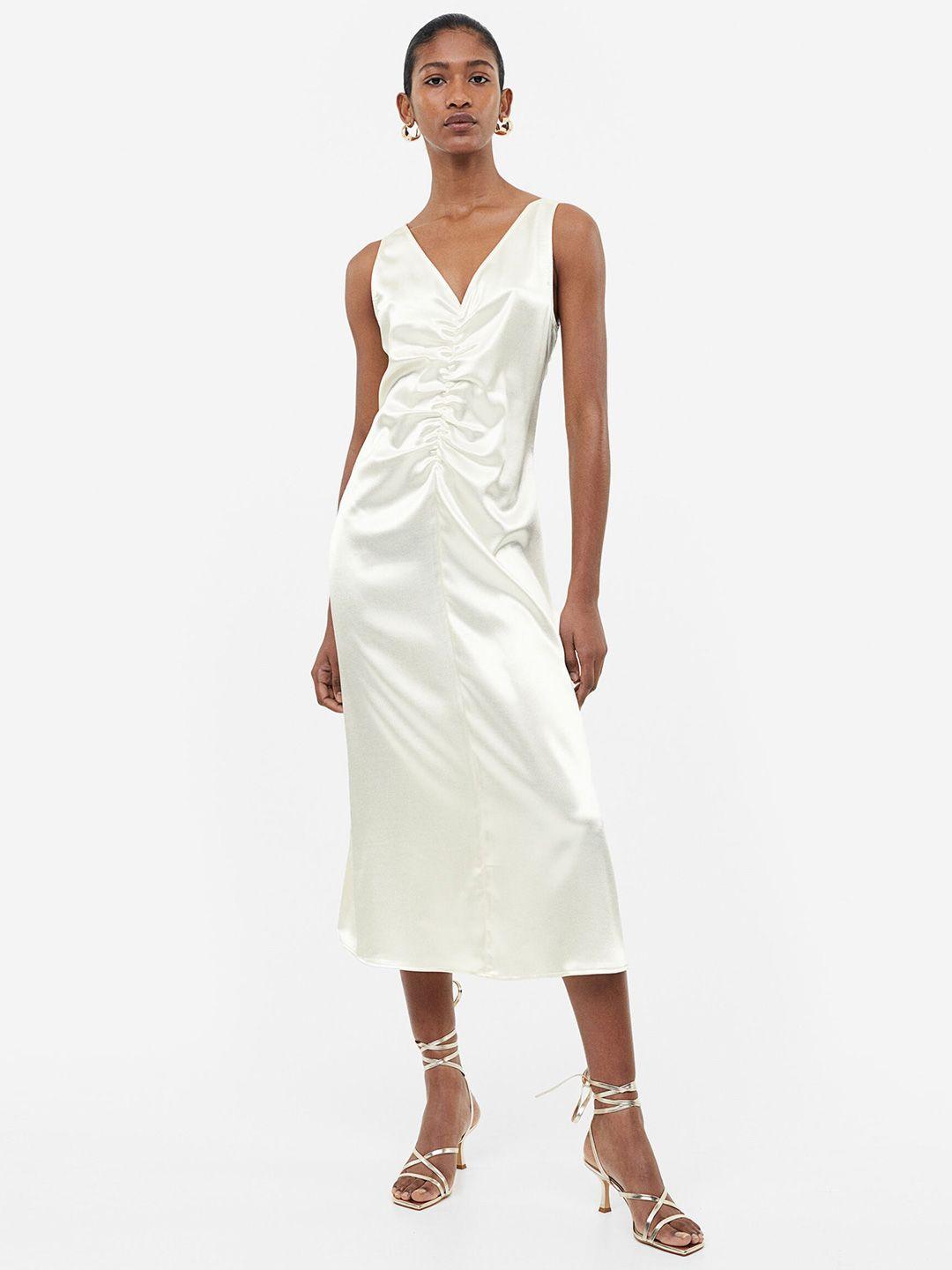 h&m ruched satin dress