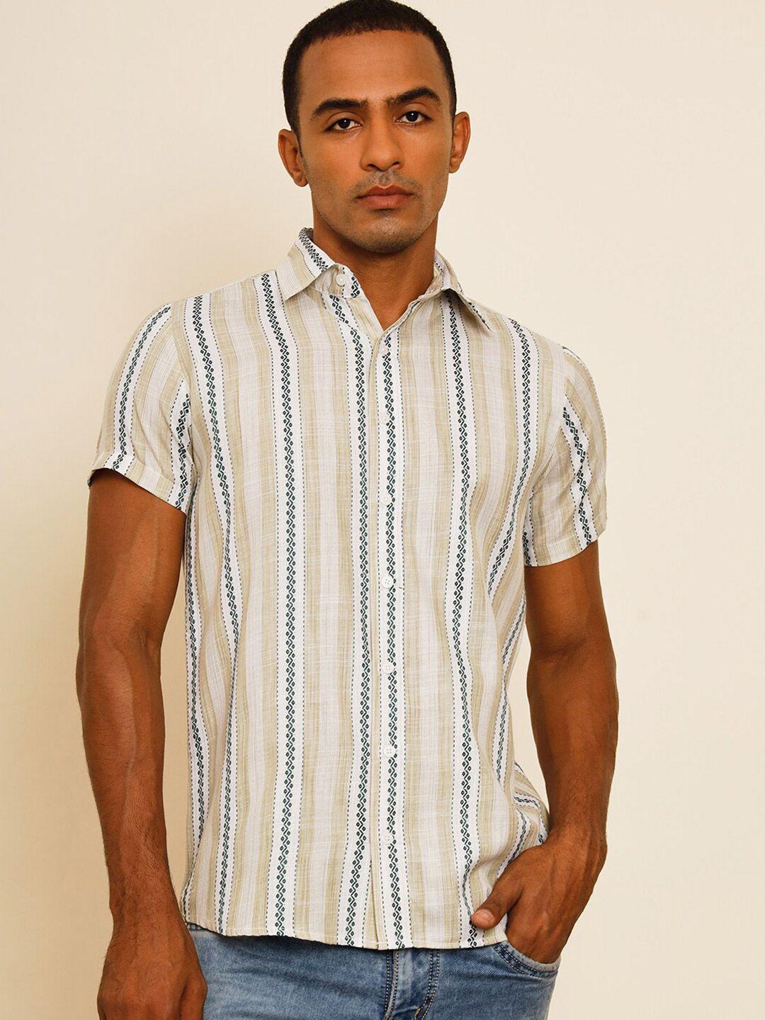 baesd standard fit spread collar striped casual shirt