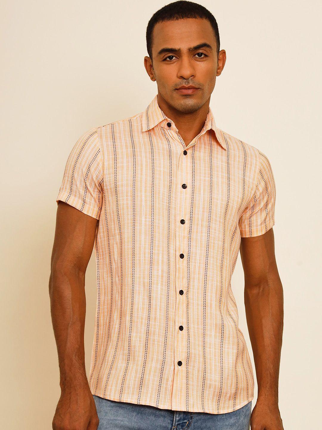 baesd standard fit spread collar striped casual shirt