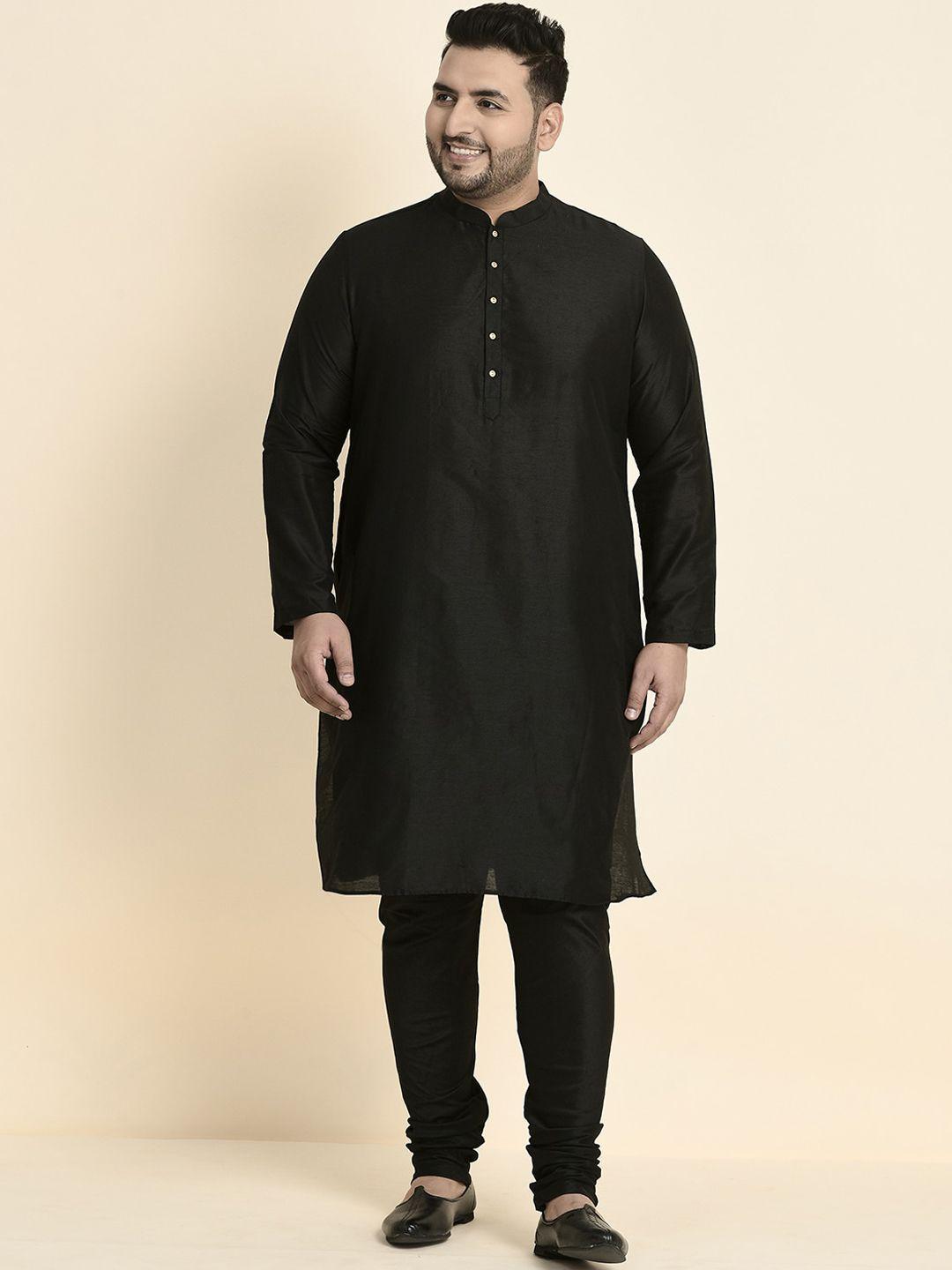 sztori men black regular kurta with churidar