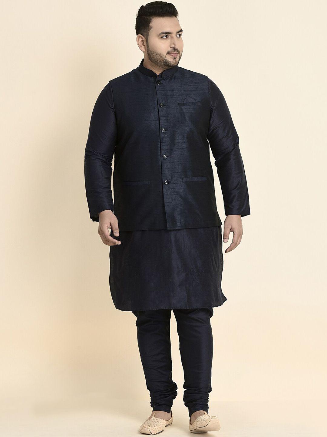 sztori men navy blue regular kurta with churidar