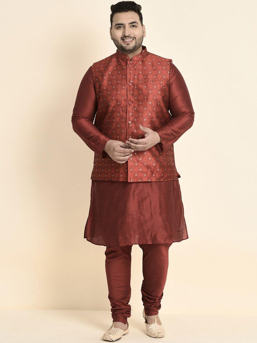 sztori men red regular kurta with churidar