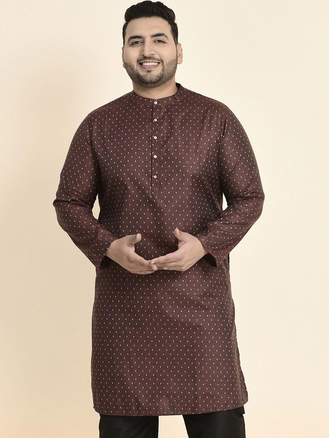 sztori men maroon geometric flared sleeves thread work jacquard kurta