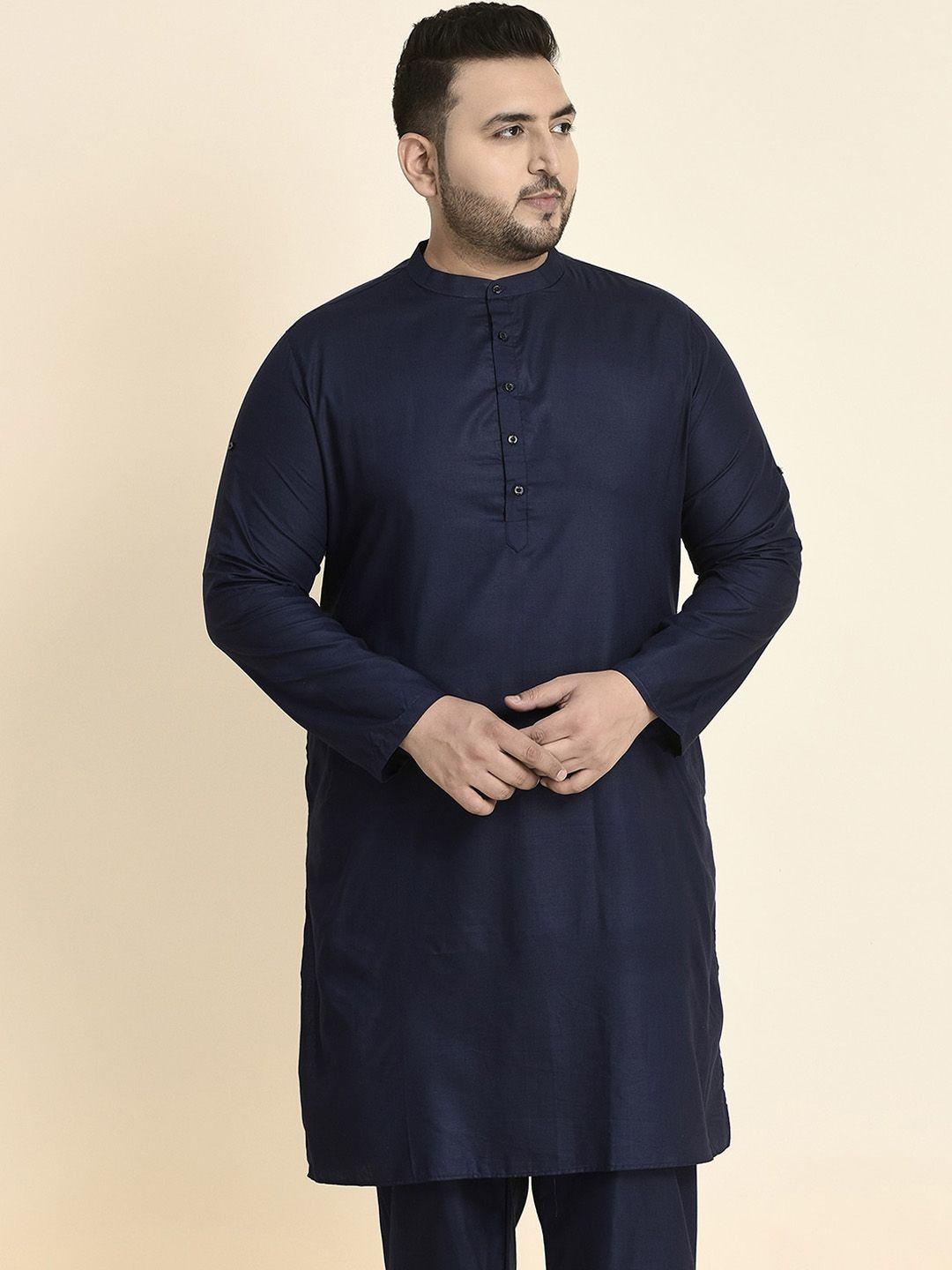 sztori men navy blue thread work kurta