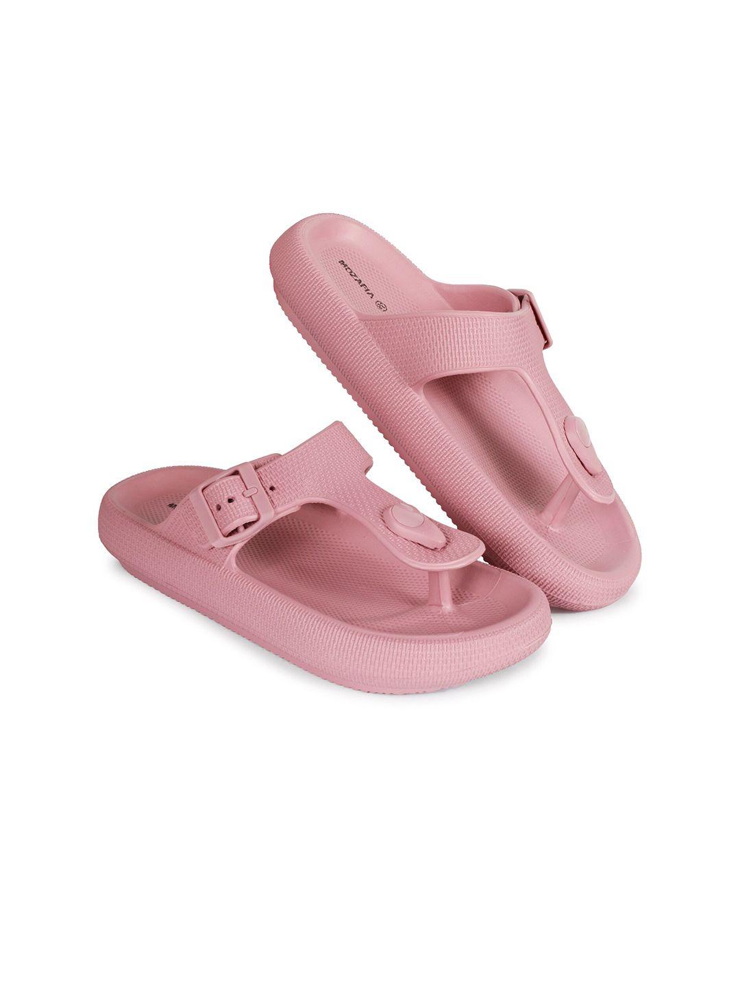 mozafia women pink rubber thong flip-flops