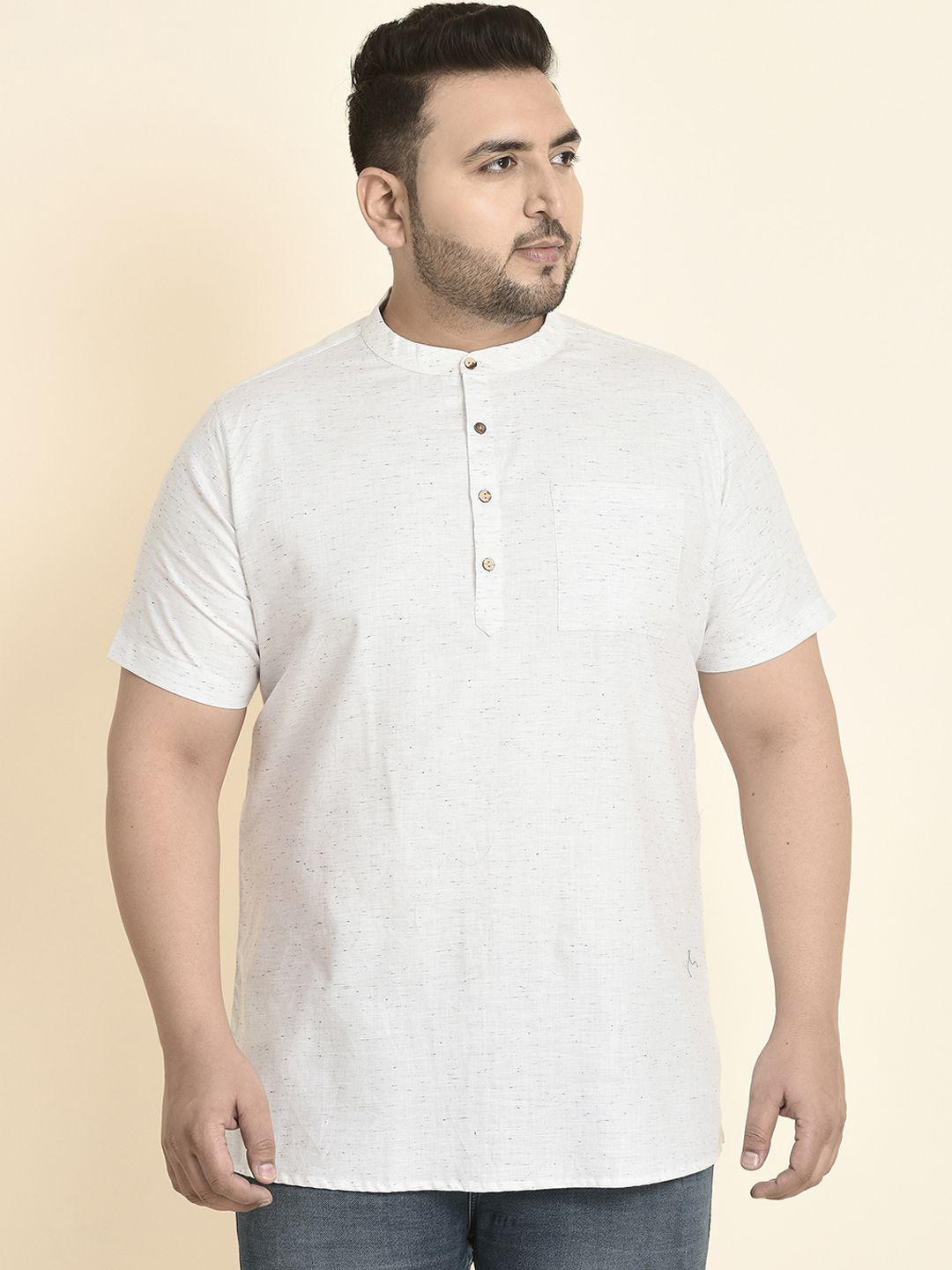 sztori men white thread work jacquard kurta