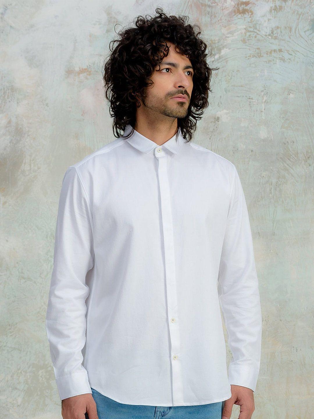 kingdom of white opaque cotton casual shirt