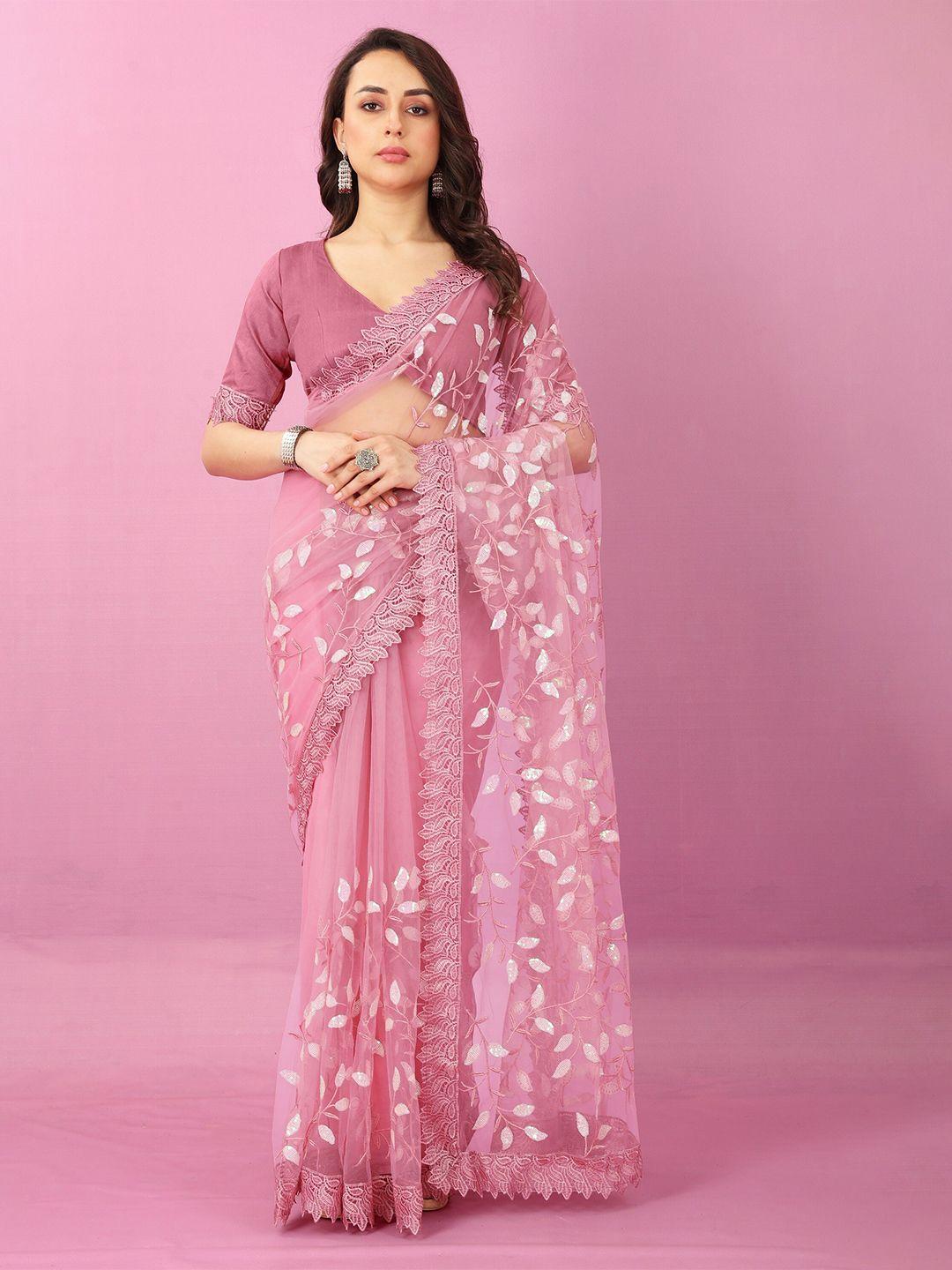 jsitaliya floral embellished sequinned net saree