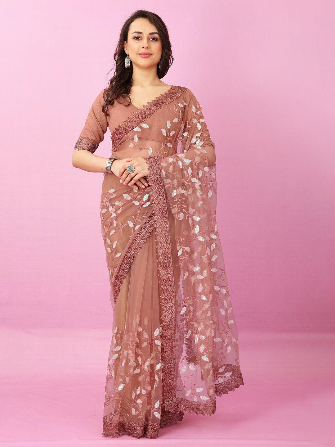 jsitaliya floral embellished sequinned net saree