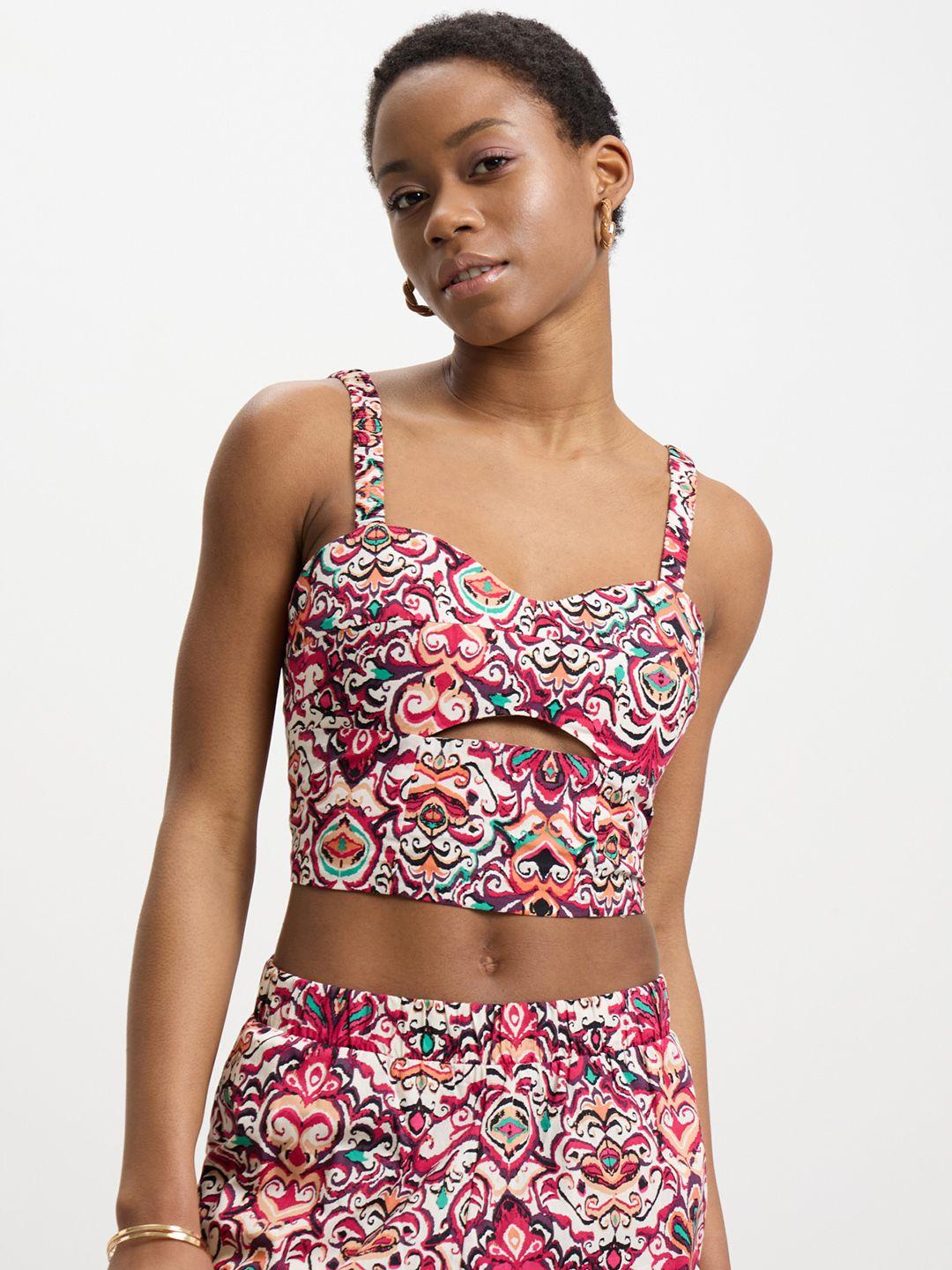 calliope ethnic print cotton crop top