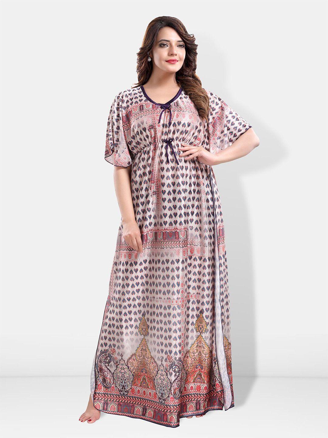 be you conversational printed satin maxi kaftan nightdress