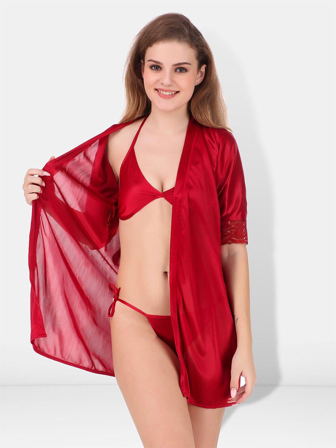 be you 3 pieces satin nightwear set