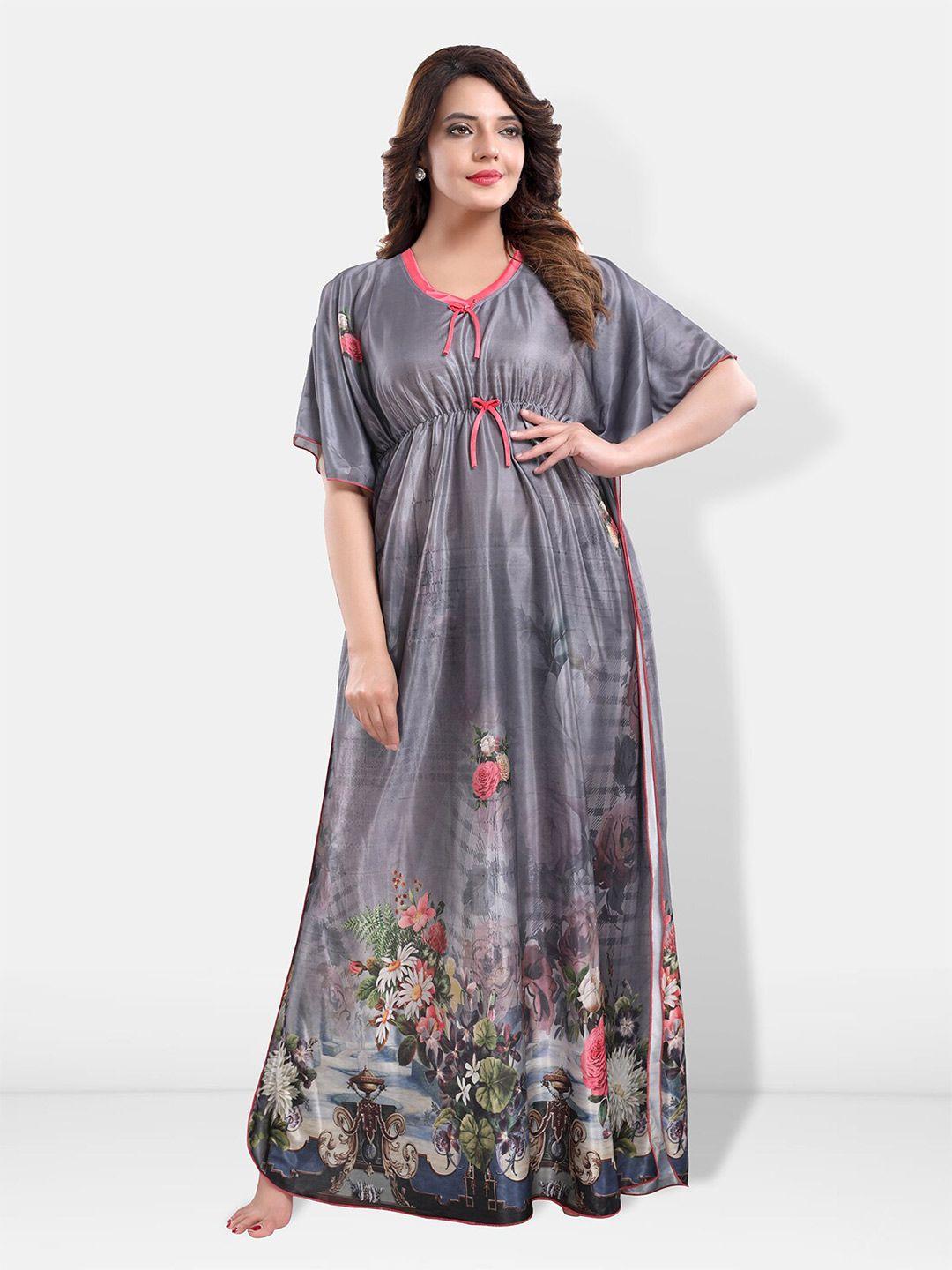 be you grey printed maxi nightdress