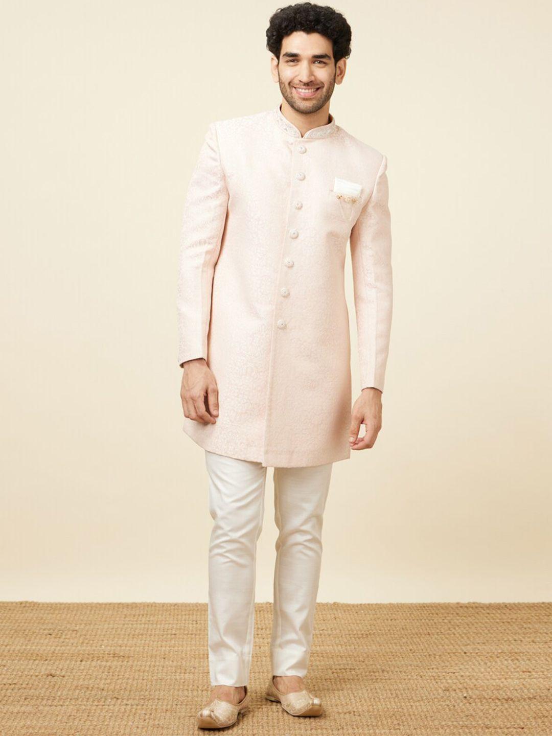 manyavar woven design sherwani with trouser