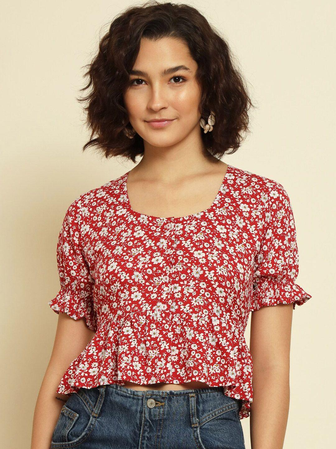 trend arrest floral printed peplum top