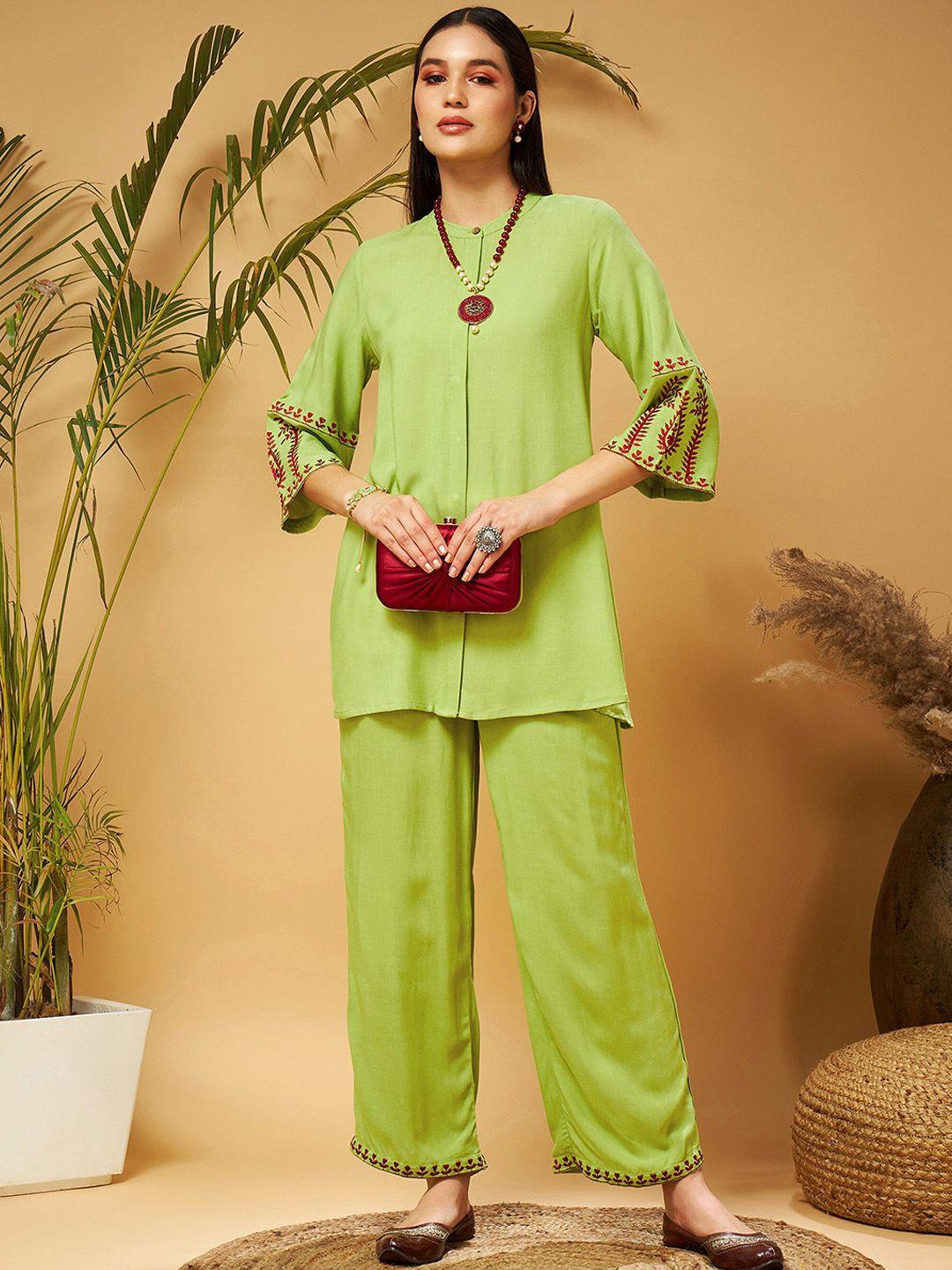 shae by sassafras green bell sleeves tunic with palazzo