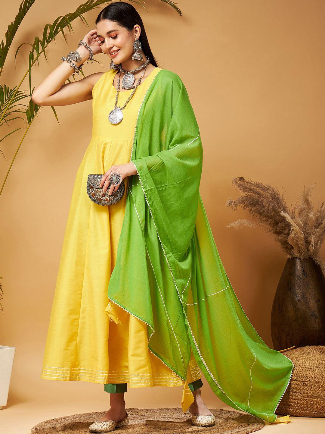 shae by sassafras anarkali kurta with trousers & dupatta