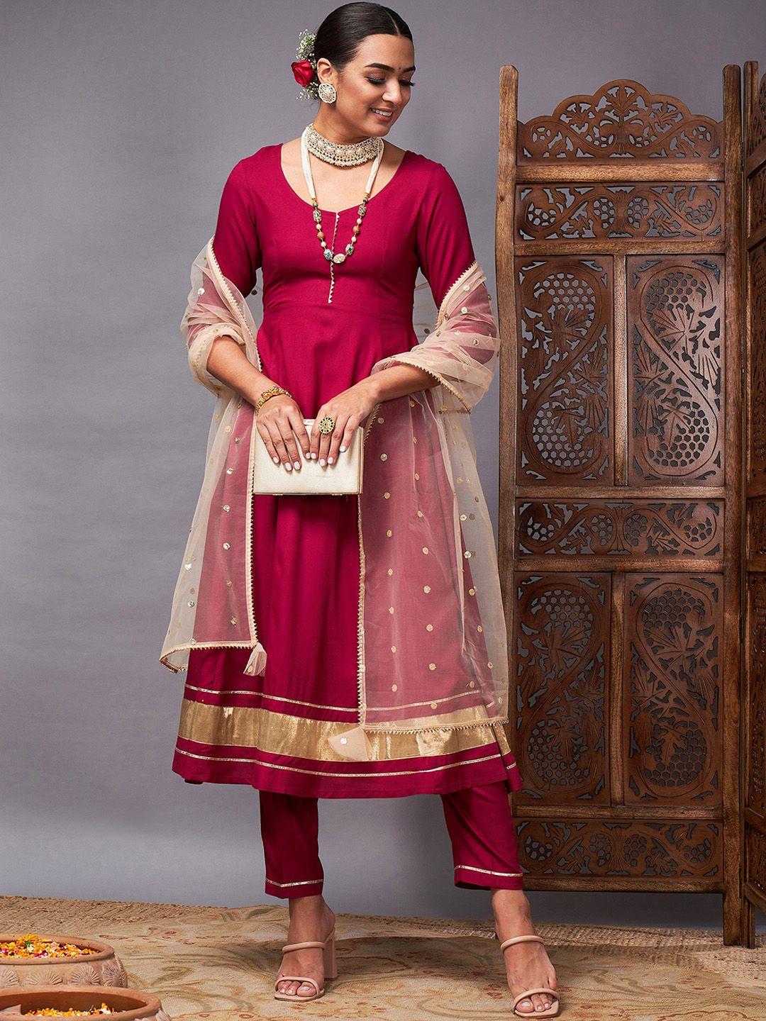 shae by sassafras anarkali kurta with trousers & dupatta