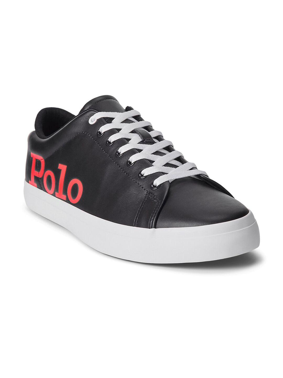 polo ralph lauren men longwood logo comfort insole leather contrast sole sneakers