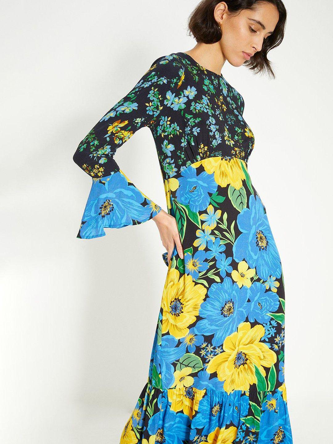 oasis floral print a-line midi dress