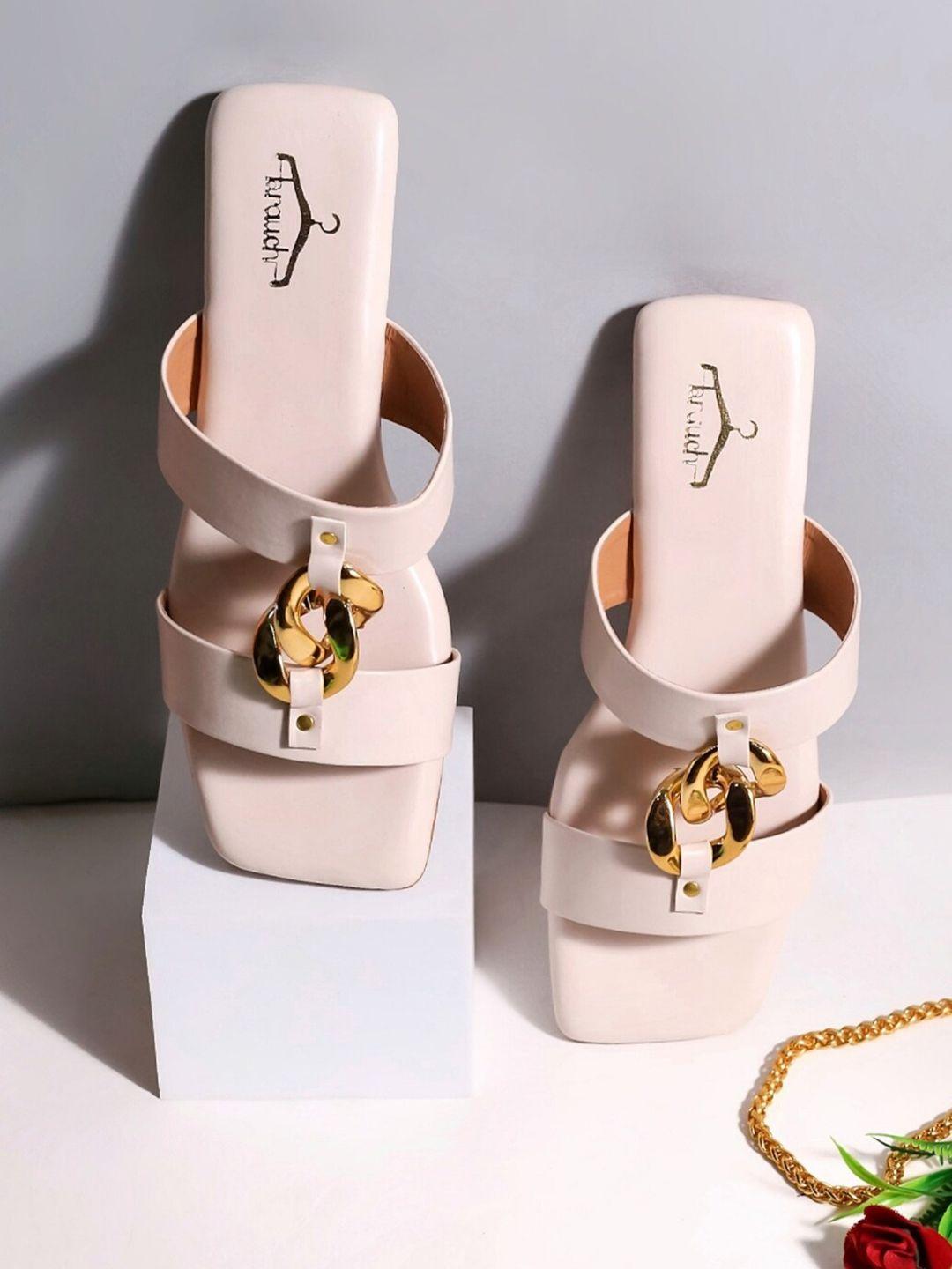 brauch women cream-coloured printed ballerinas with bows flats