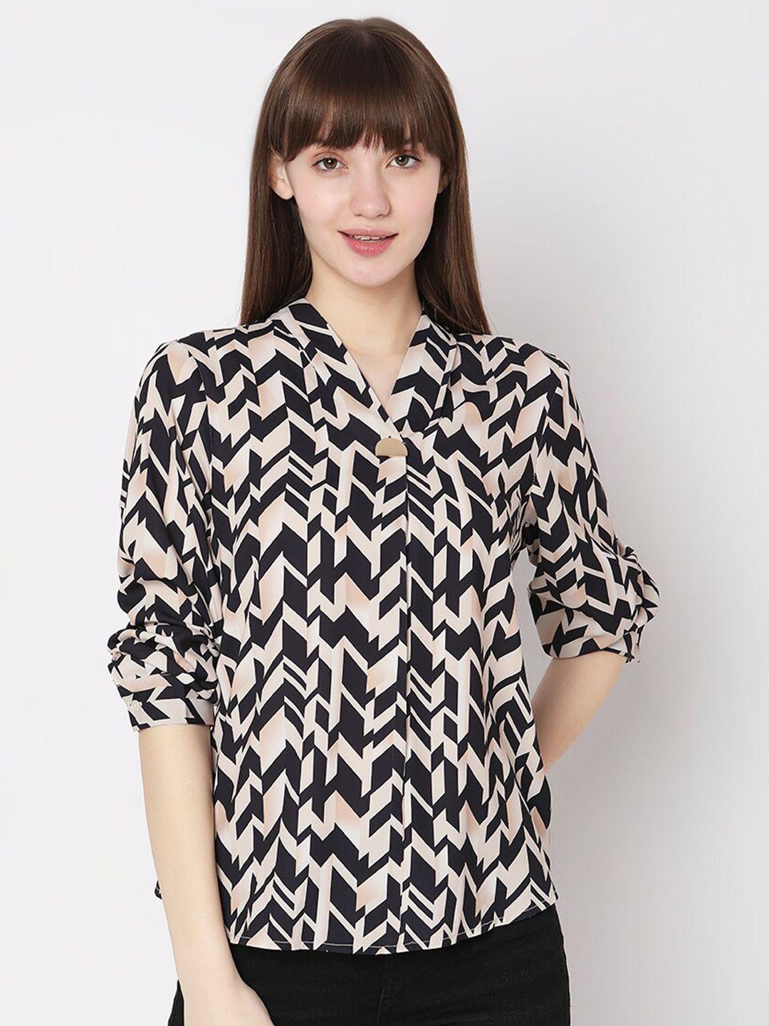 vero moda geometric printed shirt style top