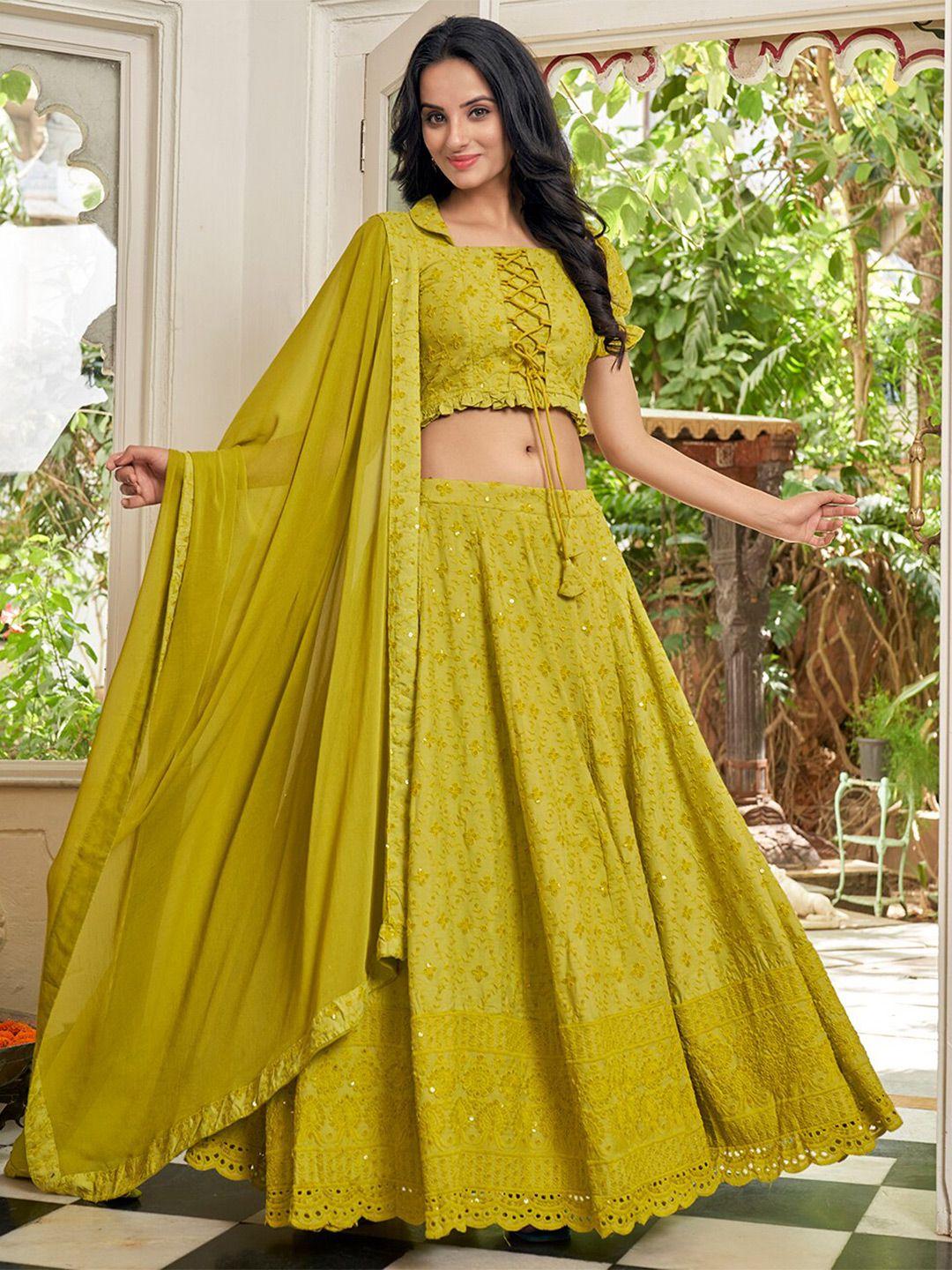 prenea embroidered sequinned ready to wear lehenga & blouse with dupatta