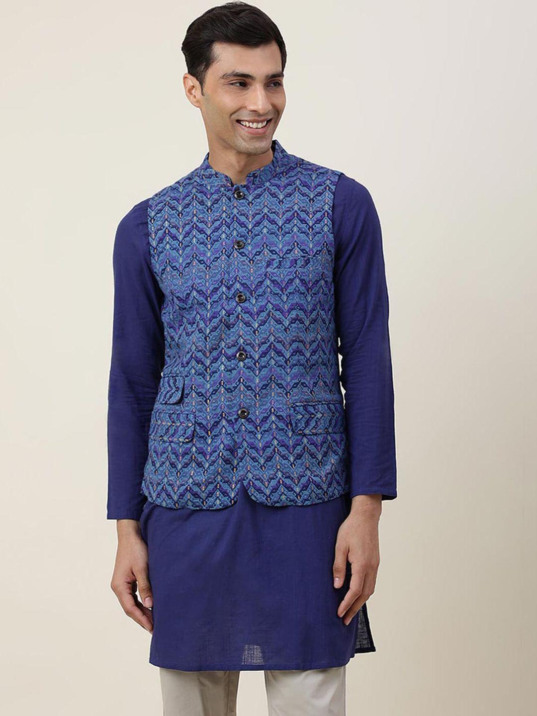 fabindia mandarin collar cotton kurta with nehru jacket