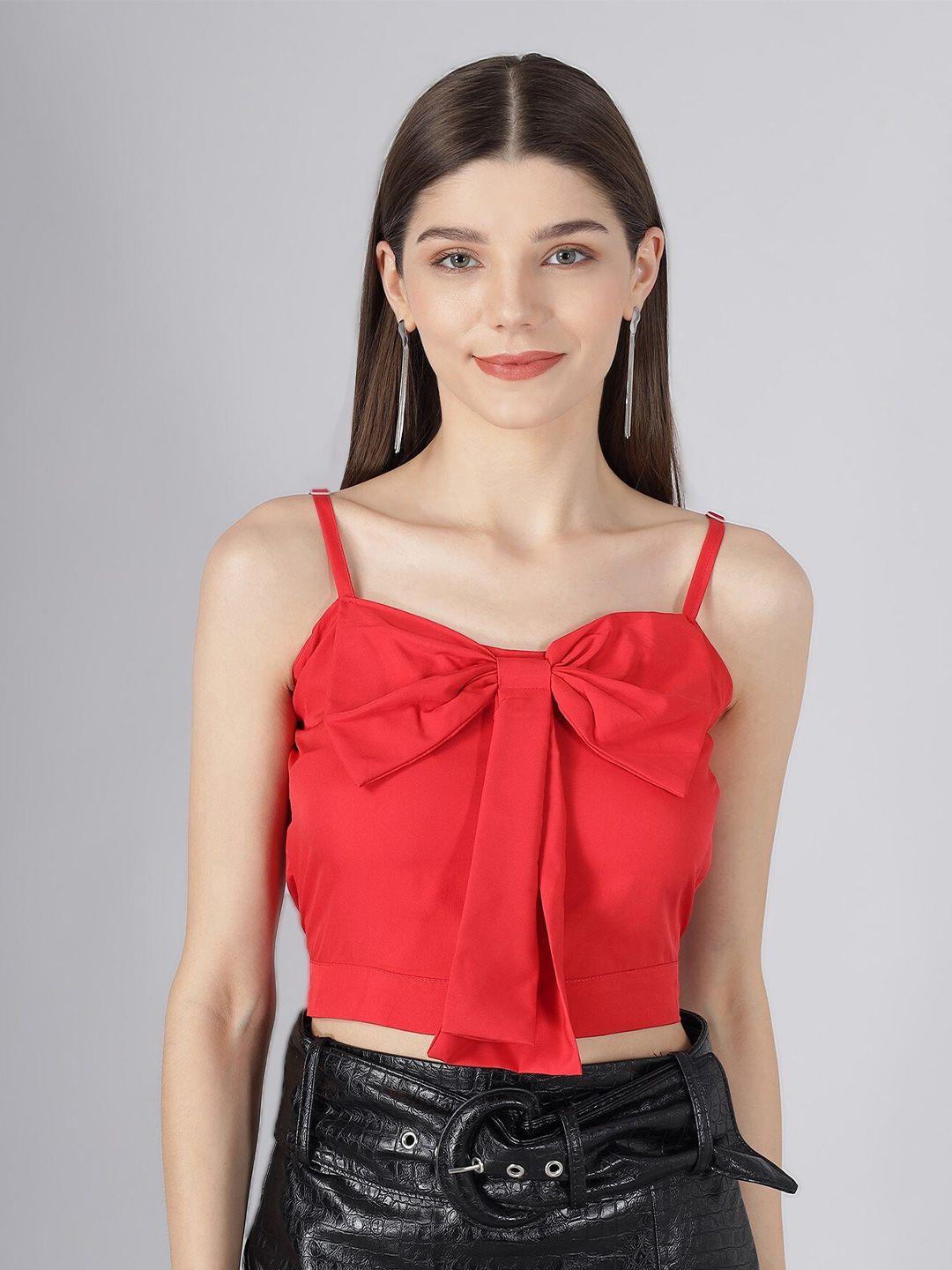 baesd shoulder straps bow detail crop top