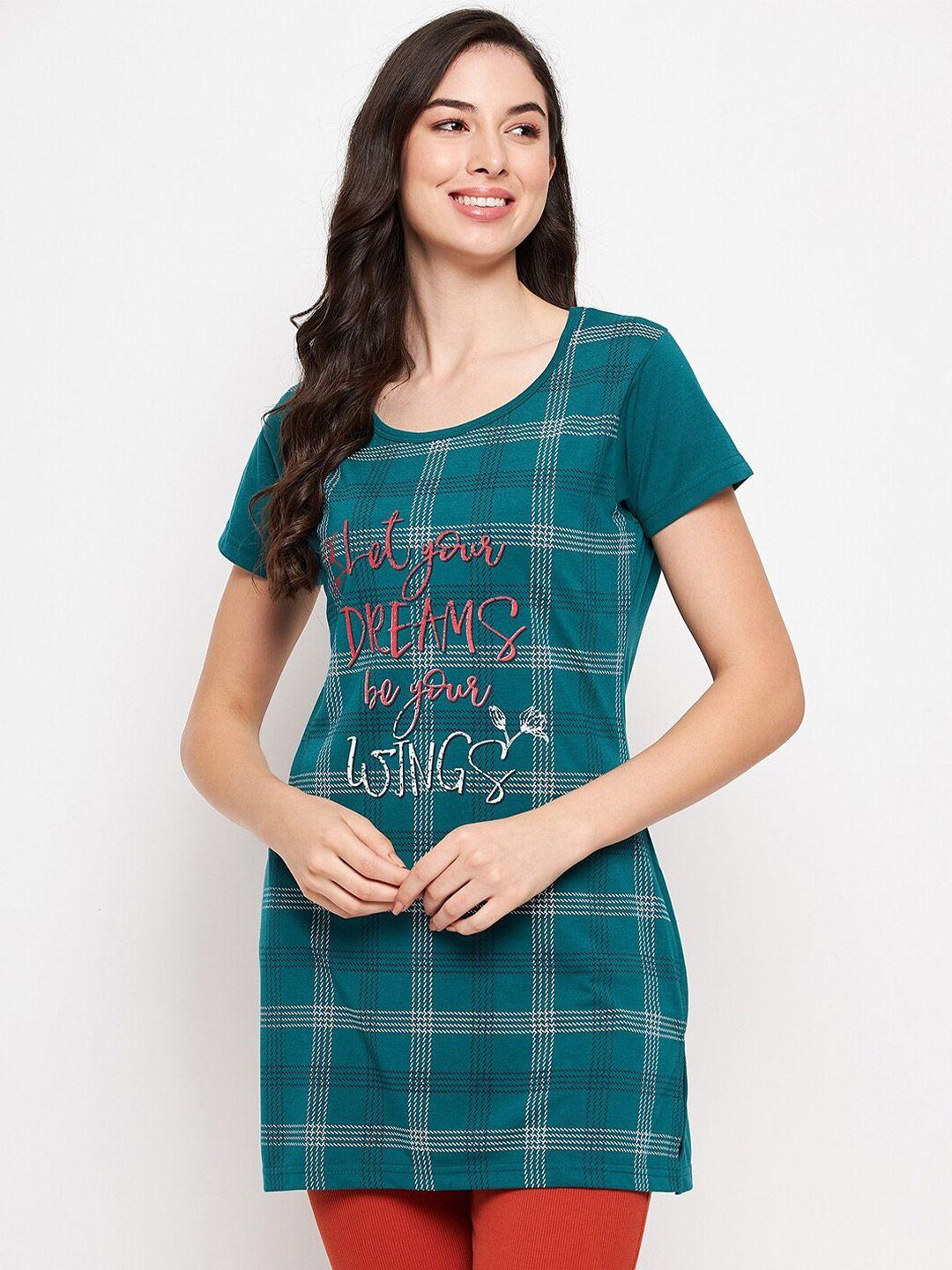 vero amore checked longline cotton t-shirt