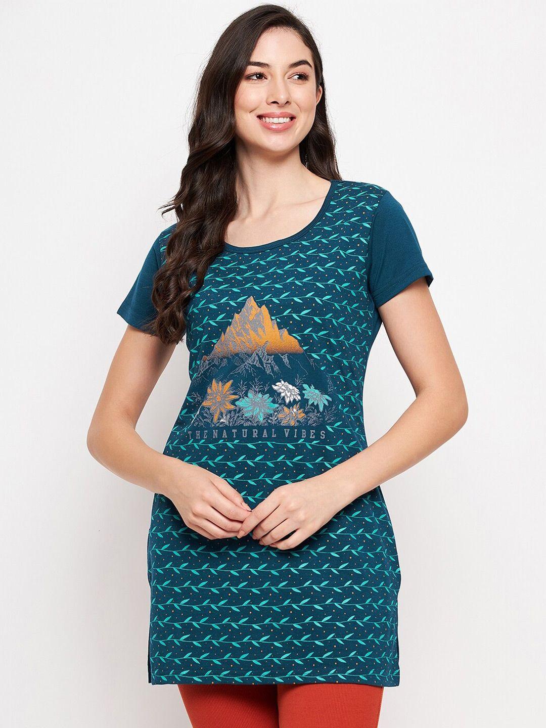 vero amore graphic printed longline cotton t-shirt