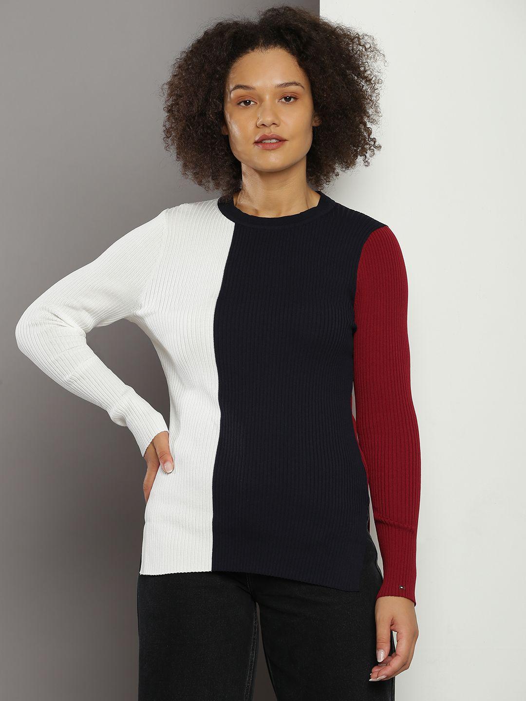 tommy hilfiger long sleeves colourblocked pullover sweater