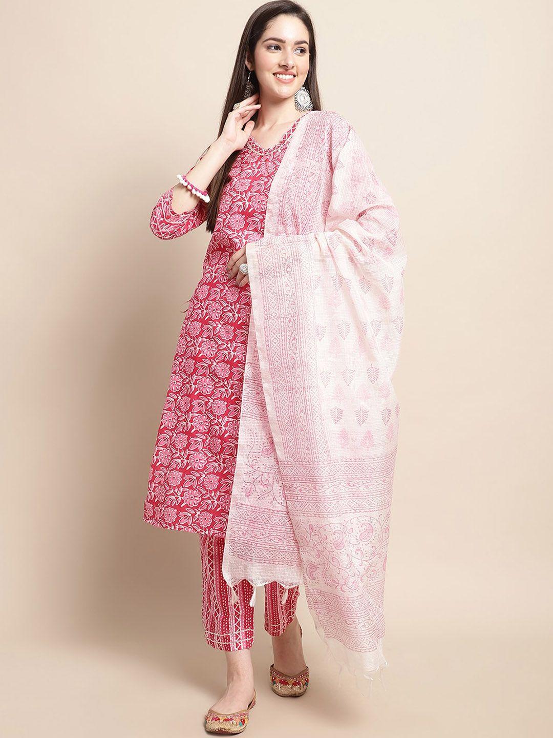 sangria printed pure cotton kurta with trouser & dupatta