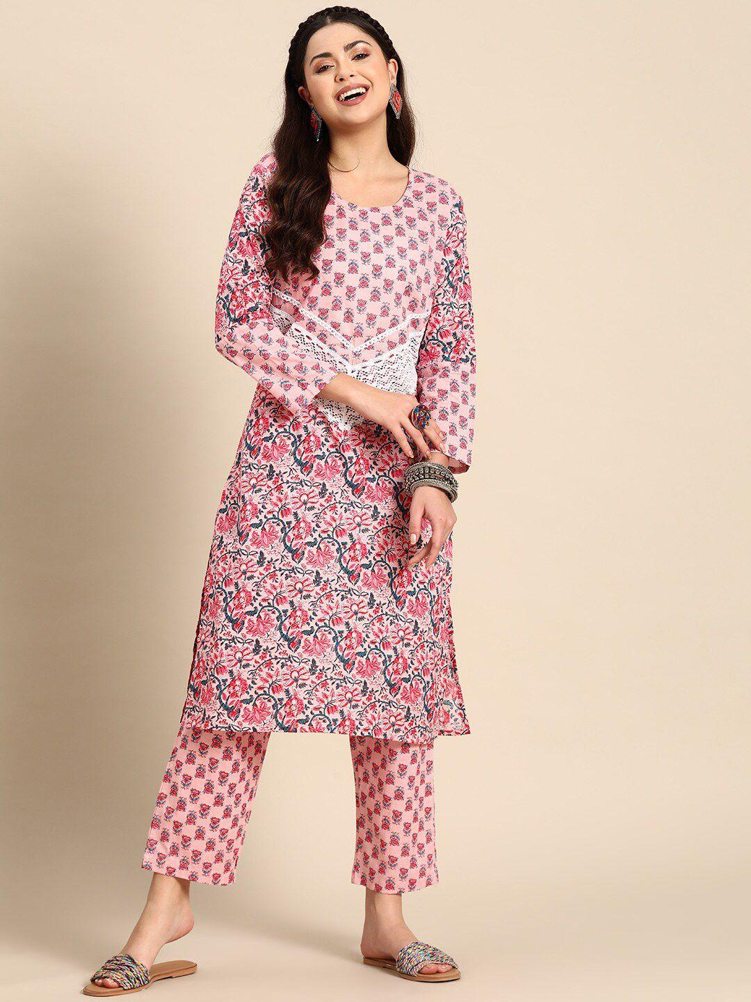 sangria printed pure cotton a-line kurta with trouser