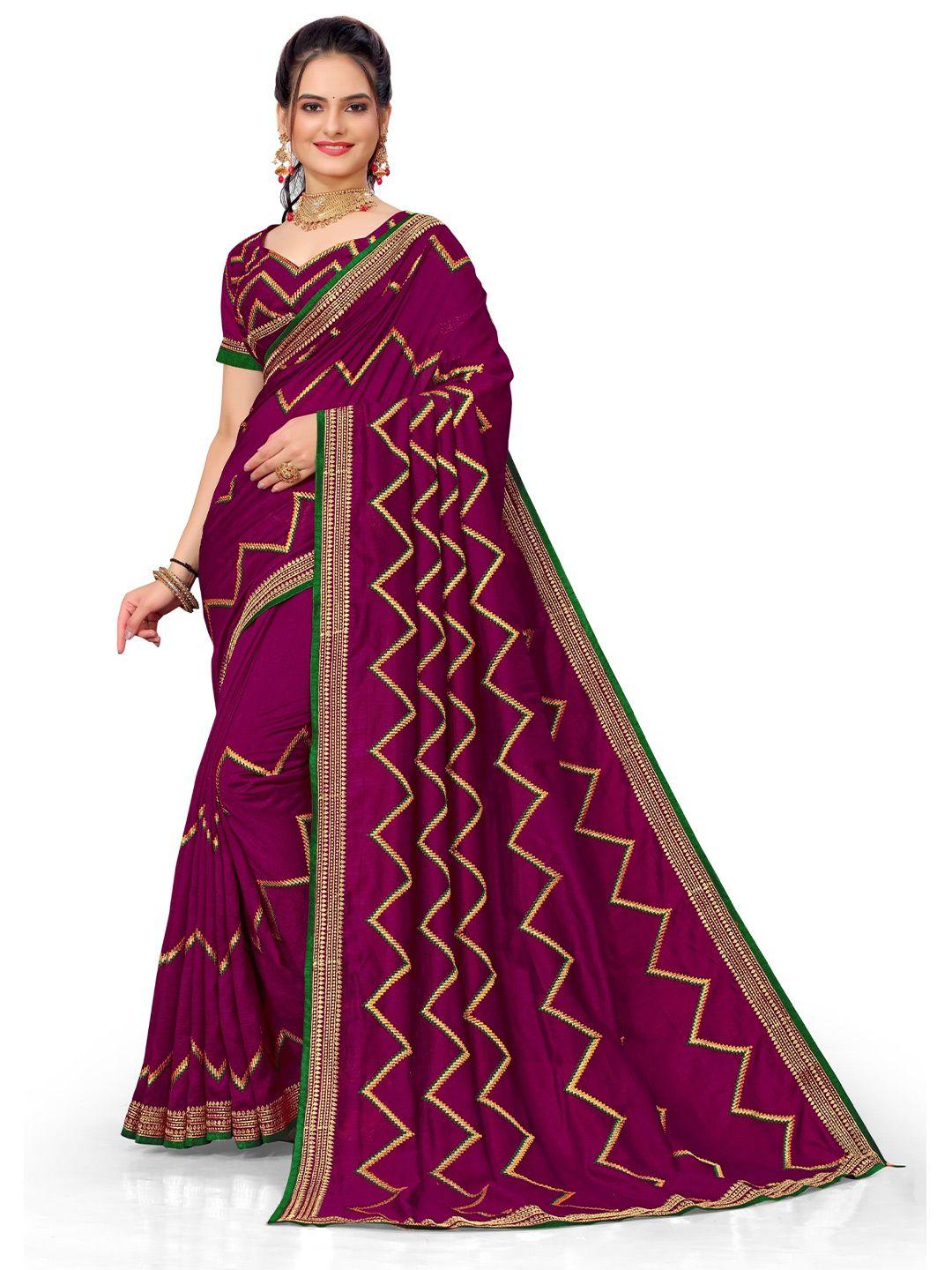 vaidehi fashion embroidered silk blend leheriya saree