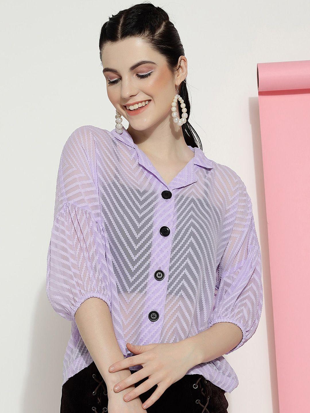 j turritopsis women purple classic boxy opaque striped casual shirt